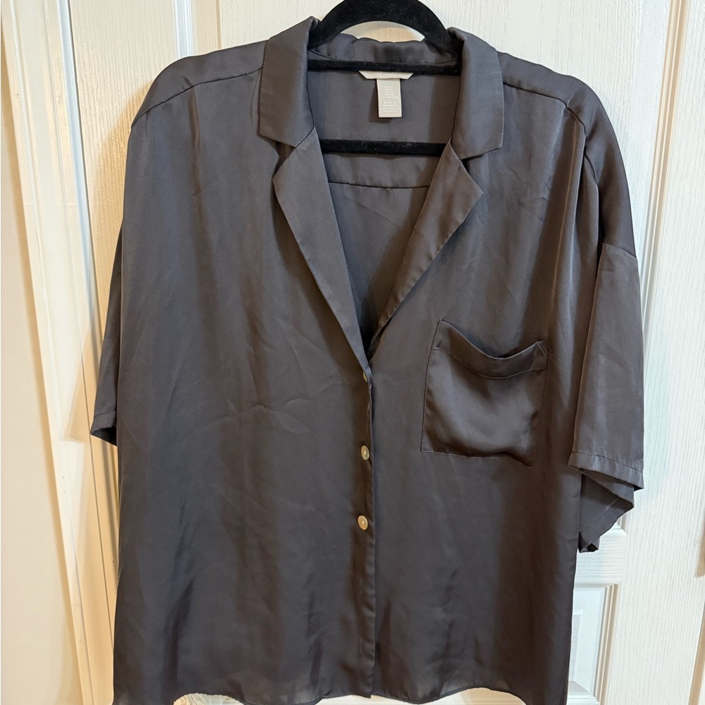 H&M Charcoal Button-Up Blouse